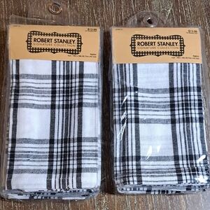 Robert Stanley NWT Signature Collection Napkin Buffalo Cottage Plaid Black White